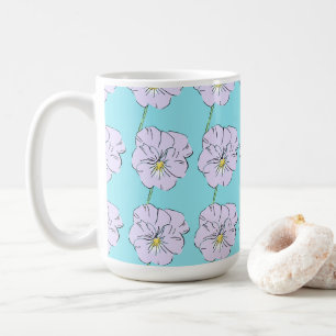 Mikitiez blå liten vit blomma mönster kaffemugg