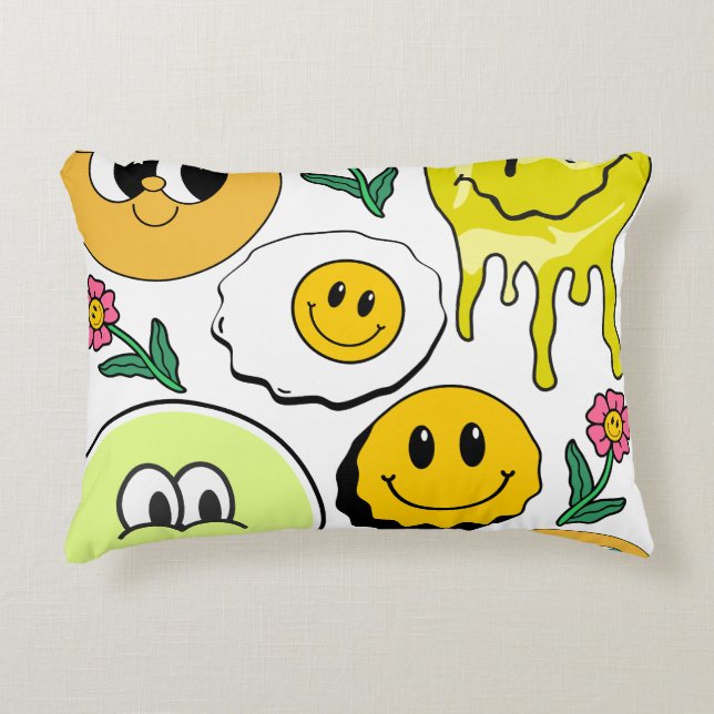Mikitiez Dekorativ kudde Smileyface-gulten (Framsidan)