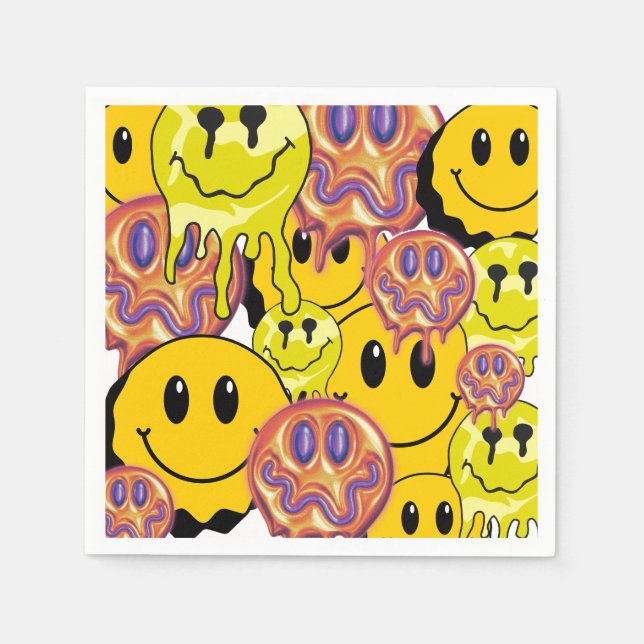 Mikitiez Dekorativ kudde Smileyface-gulten Pappersservett (Framsidan)