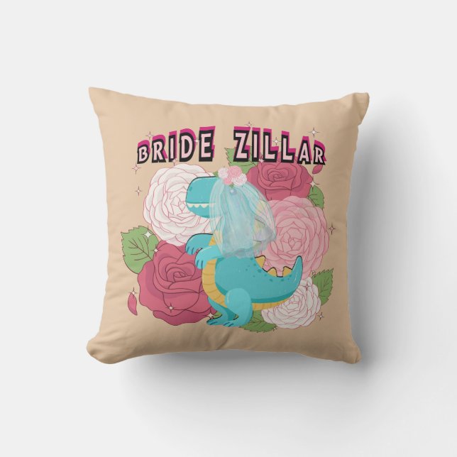 Mikitiez dinosaur bride bröllop-pannan kudde (Framsida)