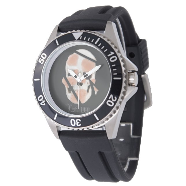 Mikitiez dödskalle rosa graffiti pride  armbandsur (Vinklad)