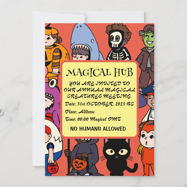 Mikitiez fairy shark grimreaper frankenstei inbjudningar (Framsida)