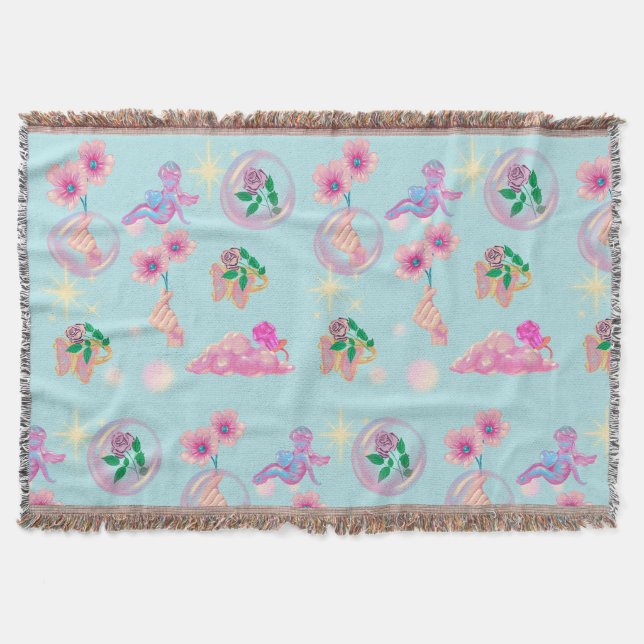 Mikitiez fairy vinklare blå himmel candy poppy kär filt (Framsidan)