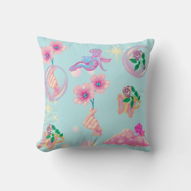 Mikitiez fairy vinklare blå himmel candy poppy kär kudde (Framsida)