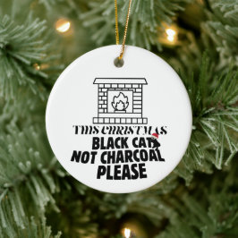 Mikitiez funny blackcat x'mas charcoal santa julgransprydnad keramik