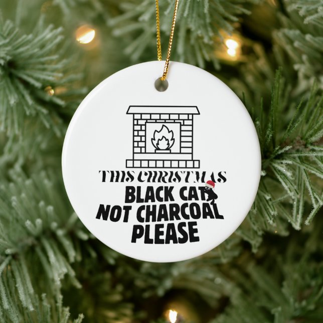 Mikitiez funny blackcat x'mas charcoal santa julgransprydnad keramik (Träd)