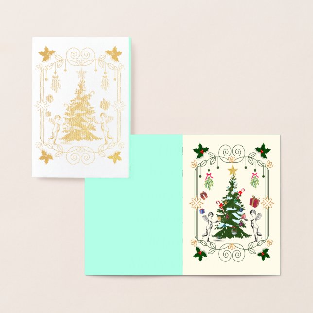 Mikitiez gift noel holiday mistletoe angle folierat kort (Display)