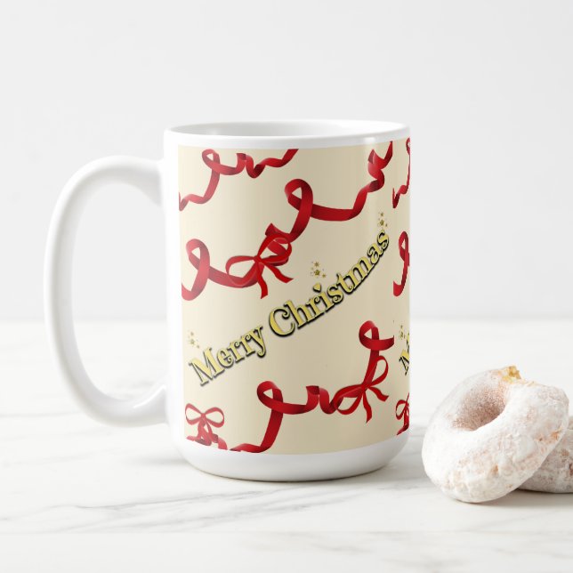 Mikitiez gothmas ribbon redwhite candycane x'mas kaffemugg (Med munk)