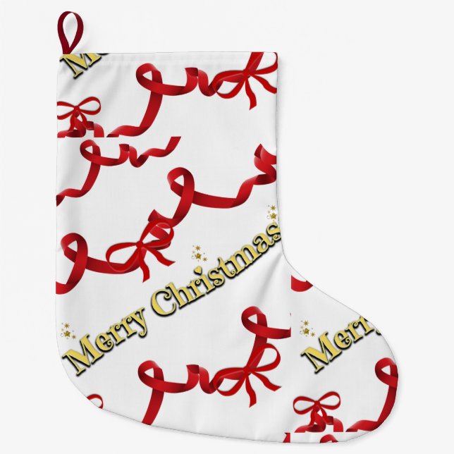 Mikitiez gothmas ribbon redwhite candycane x'mas stor julstrumpa (Framsidan)