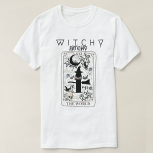 Mikitiez grundläggande häxa trollkarl tarotkort sv t shirt