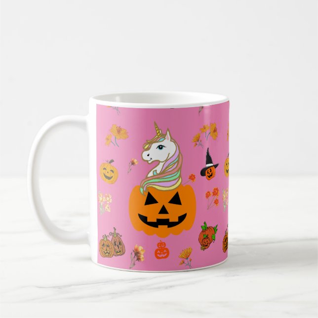 Mikitiez halloween unicorn-pooky oktober kaffemugg (Vänster)