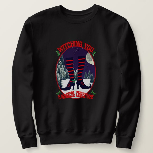 Mikitiez häxa magisk helig julnatt jultomten  lång ärmad tröja (Design framsida)