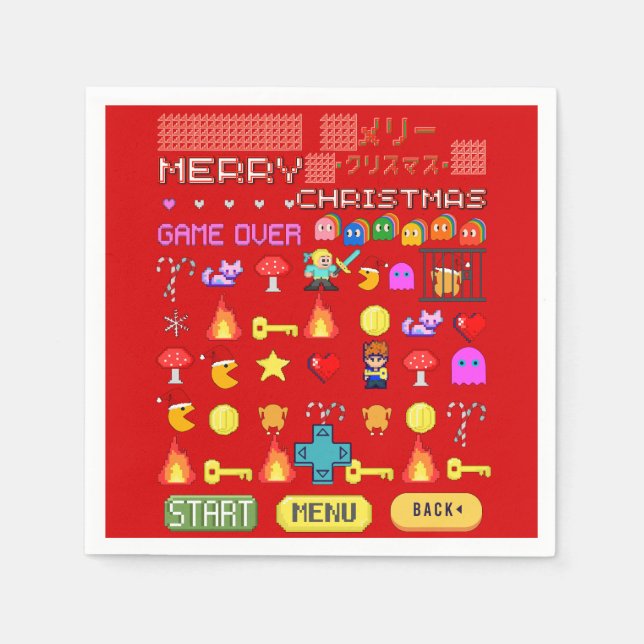 Mikitiez helgdag christmas videogame cutepenguin pappersservett (Framsidan)