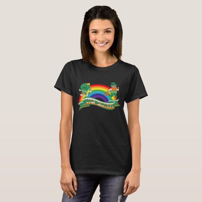 Mikitiez irish klöver grönt st.patrick har tur t shirt (Hel framsida)