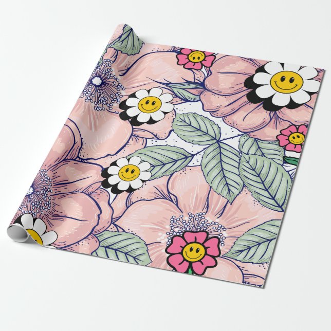 Mikitiez jordens dag naturomvandling, ro blomma presentpapper (Utrullad)