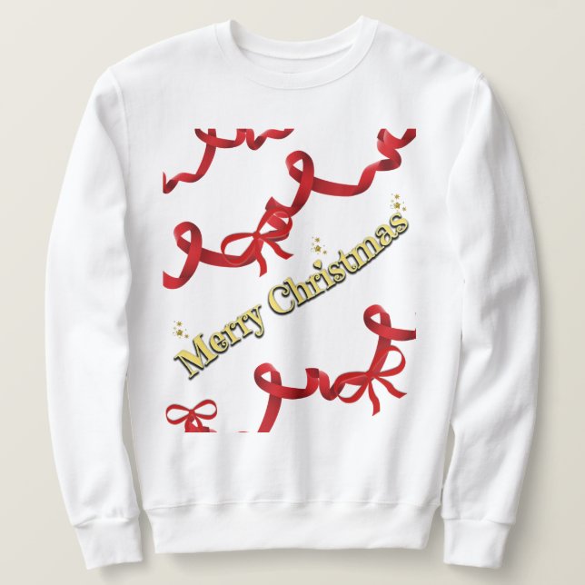 Mikitiez julband rödvit godisstav jul lång ärmad tröja (Design framsida)