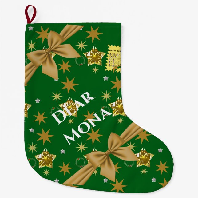 Mikitiez julpresent jul present stjärna stor julstrumpa (Framsidan)