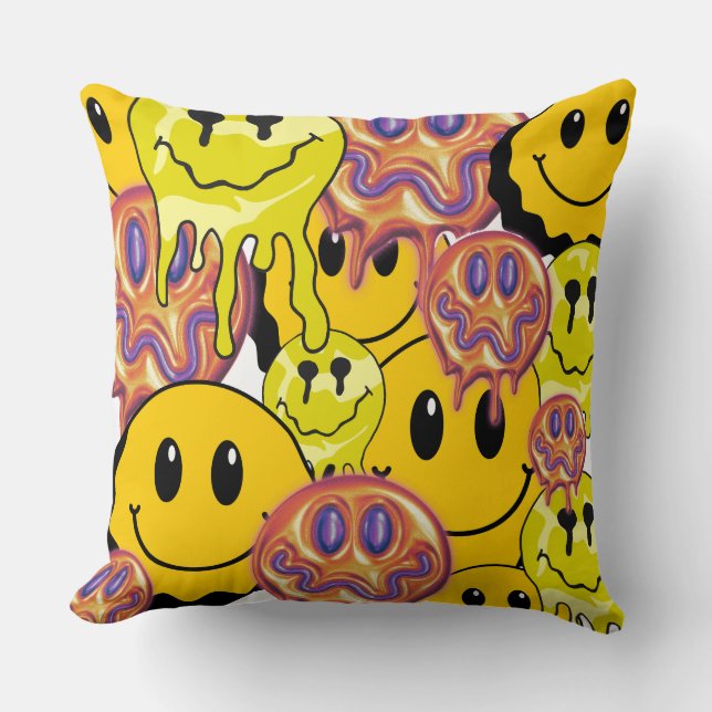 Mikitiez Kastkudde Smileyface gul trädgård Kudde (Framsida)