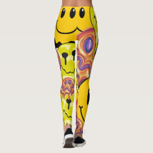 Mikitiez Kastkudde Smileyface gul trädgård Leggings