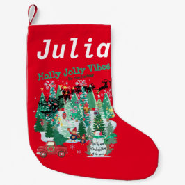 Mikitiez klassiskt vit jul ljus jollyholly liten julstrumpa