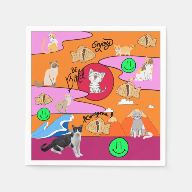 Mikitiez meow sommarkattstrand party pappersservett (Framsidan)