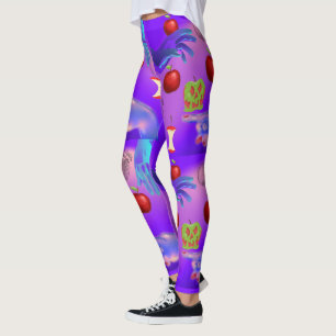 Mikitiez red skalle giftigt äpple vegan sommar leggings