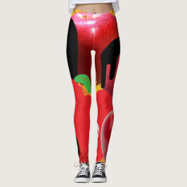 Mikitiez red skalle giftigt äpple vegan sommar leggings