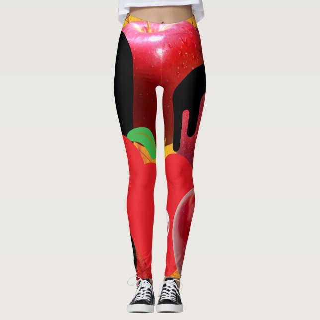 Mikitiez red skalle giftigt äpple vegan sommar leggings (Framsida)