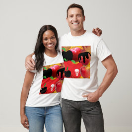 Mikitiez red skalle giftigt äpple vegan sommar t shirt