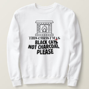Mikitiez rolig svartkatt jul kol santa  lång ärmad tröja