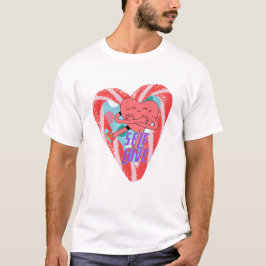 Mikitiez rosa hjärtselflove june gemini t shirt