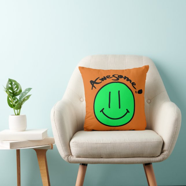 Mikitiez smiley face skolsommar vår grönt kudde (Stol)