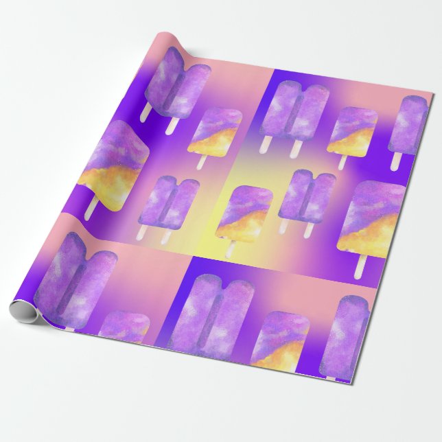 Mikitiez sommarregnbåge lila guld popsicle presentpapper (Utrullad)