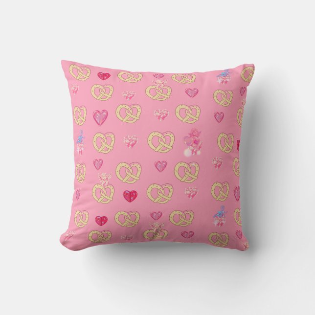 Mikitiez söt pretzelbröd mysig valentinebakelse kudde (Framsida)
