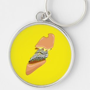 Mikitiez space dolly skallburger chip frenchfrie rund silverfärgad nyckelring