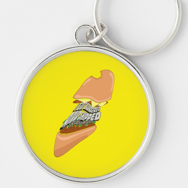 Mikitiez space dolly skallburger chip frenchfrie rund silverfärgad nyckelring (Framsidan)