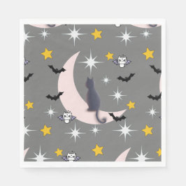 Mikitiez svarta cat fladdermus halloween faller vi pappersservett