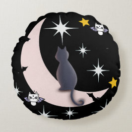 Mikitiez svarta cat fladdermus halloween faller vi rund kudde