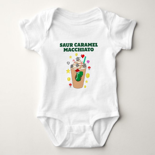Mikitiez Trex dinosaur iskaffe karamell jul T Shirt (Framsida)
