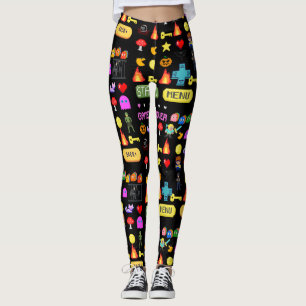 Mikitiez tv-spel pixel halloween kuslig fladdermus leggings