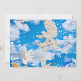 Mikitiez vit fågel blå himmel sommarfrihet inbjudningar