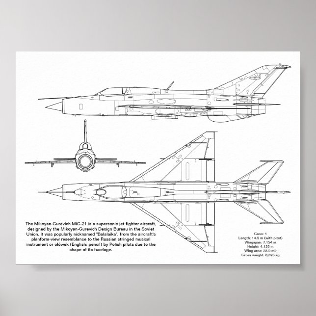 Mikoyan-Gurevich MiG-21 Poster (Framsidan)