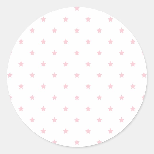 Mikro stjärnor Rosa - Vit Runt Klistermärke (Framsida)