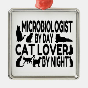 Mikrobiolog Cat Lover Julgransprydnad Metall