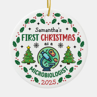 Mikrobiolog Första julen Personlig Julgransprydnad Keramik