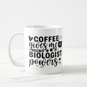 Mikrobiologer med kaffepulver Ge Kaffemugg