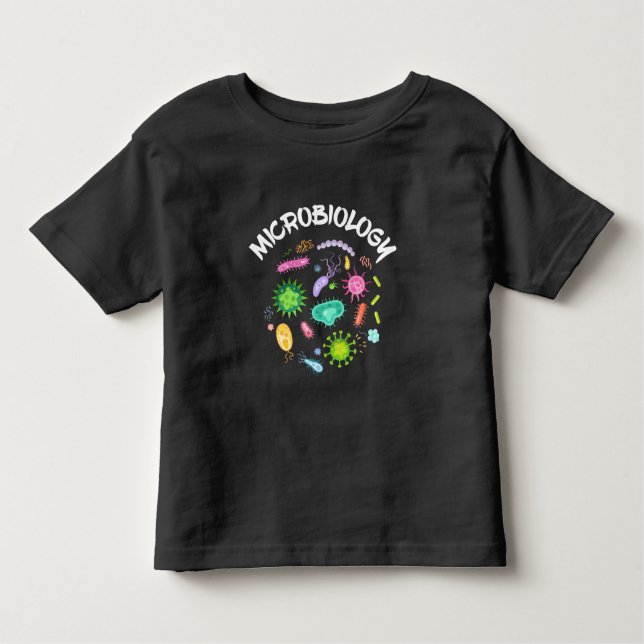 Mikrobiologi Scientist Bacteria Microskop T Shirt (Framsida)