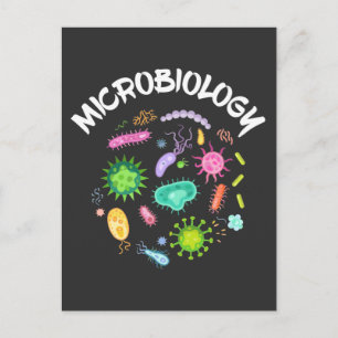 Mikrobiologi Scientist Bacteria Microskop Vykort