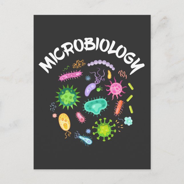 Mikrobiologi Scientist Bacteria Microskop Vykort (Framsida)