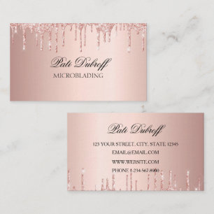 Mikrobladen Eyebrows Brows Glitter Ro Guld Rosa Visitkort